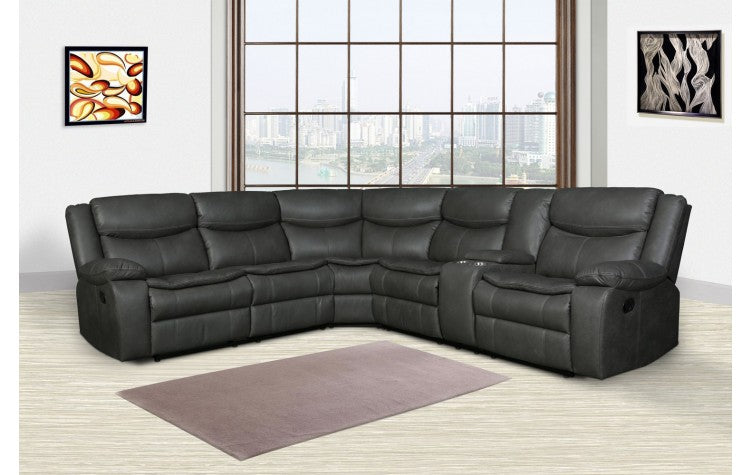 Leather-Air 3-Piece Sectional with 3 Manual Recliners