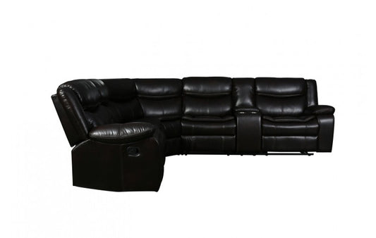 Leather-Air 3-Piece Sectional with 3 Manual Recliners