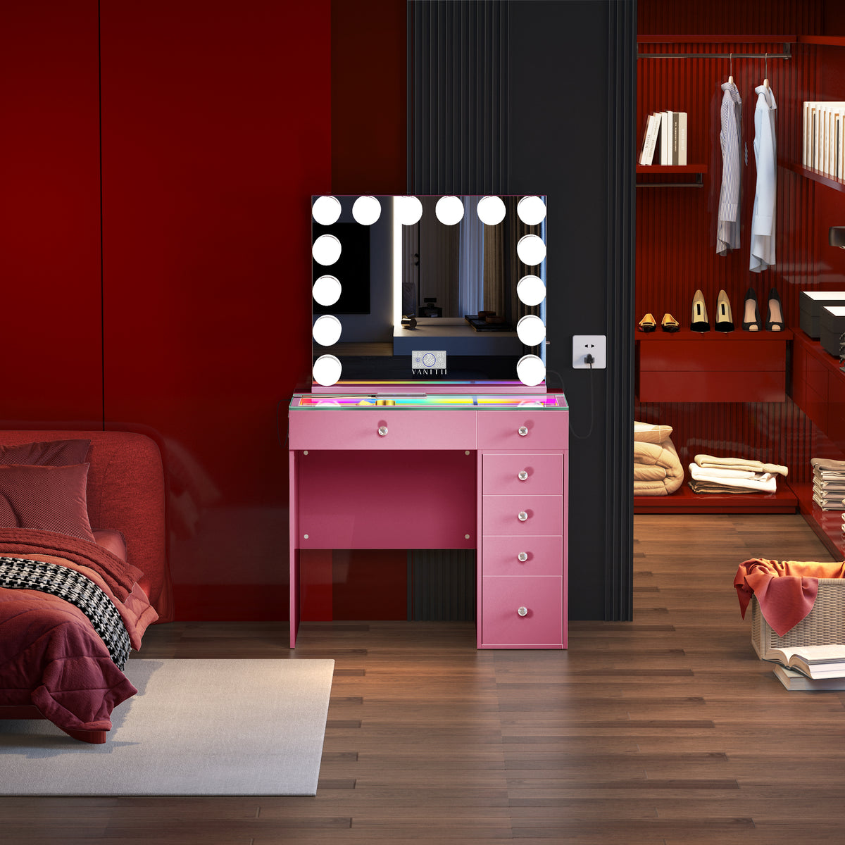 buy pink vanitii diana table with bulb