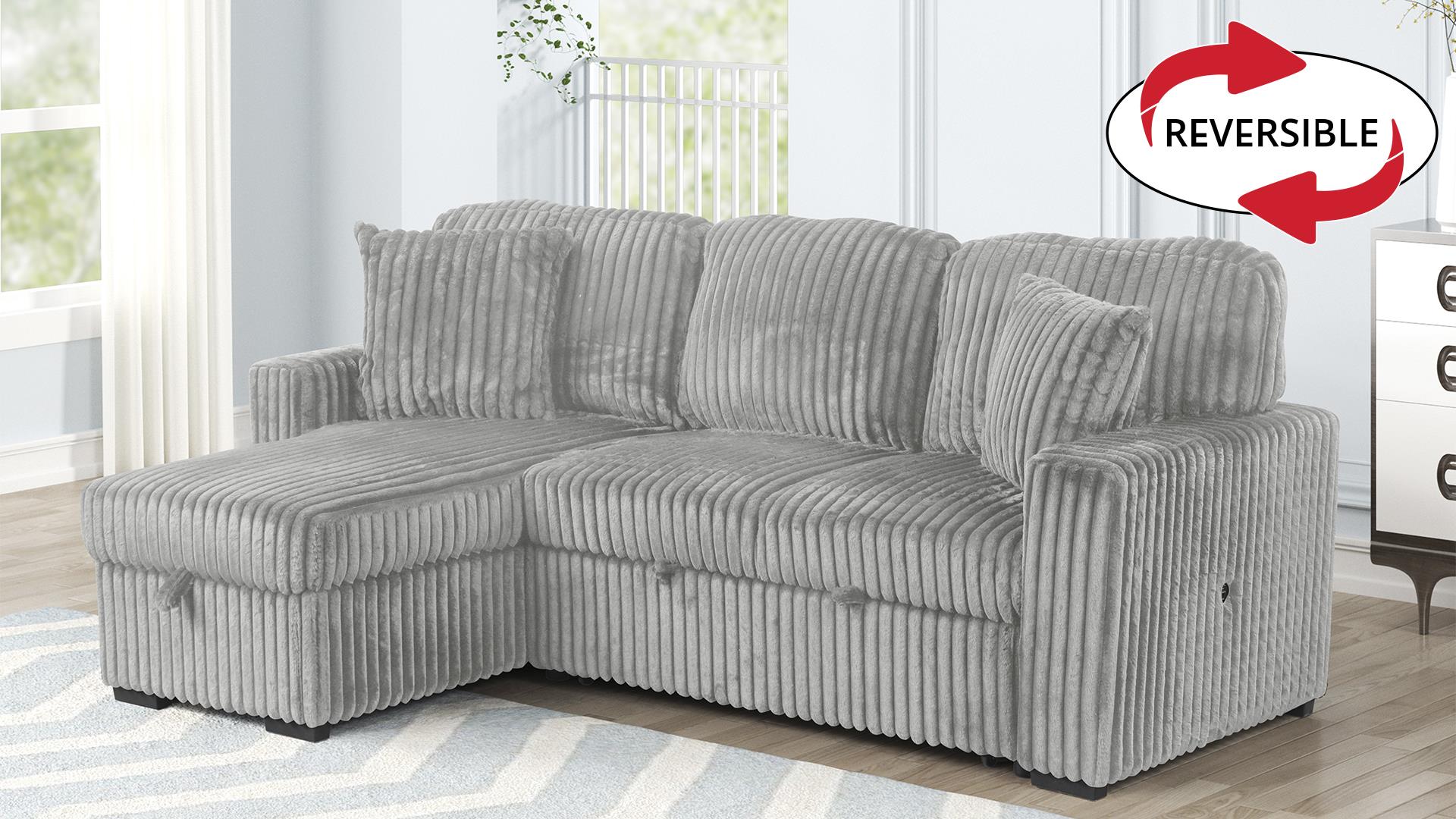Shop Gray sectional sofa with reversible feature
